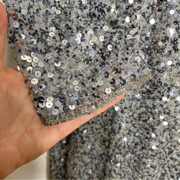 Vintage Scala Silver‎ Sequin Silk Maxi Gown 6 - Picture 6 of 7